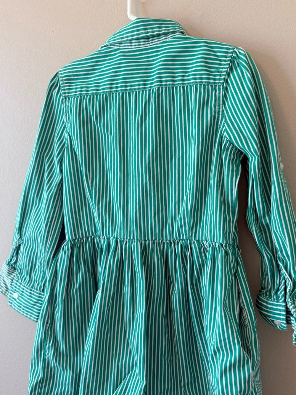 Ralph Lauren Teal and White Striped Girls Shirt Dress